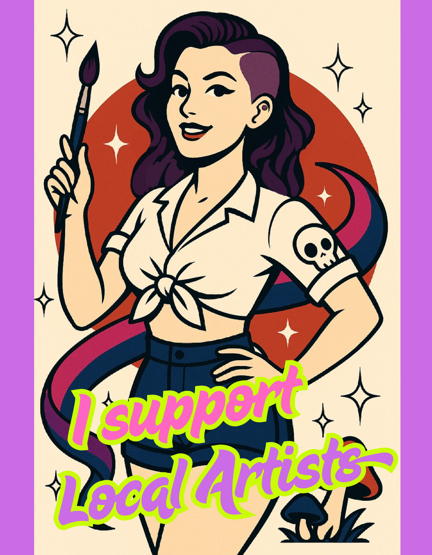 🎨 I Support Local Artists – Retro Pin-Up Tee